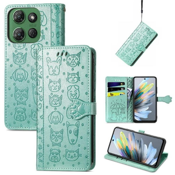Funda Cartera FOXDOCK para Motorola Moto G Power 2025 , Flip PU con Relieve de Gatos y Perros, Tarjetero y Soporte