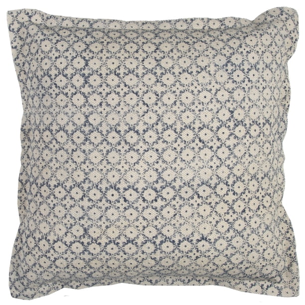 Almohada decorativa Rizzy Home T12239 con relleno de plumón de 55 x 55 cm, color azul y marfil