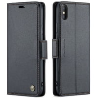 Caseme Tipo Cartera Iphone Xs Max Con Cierre Magnético, Rfid, Tarjetero, Soporte, Carga Inalámbrica
