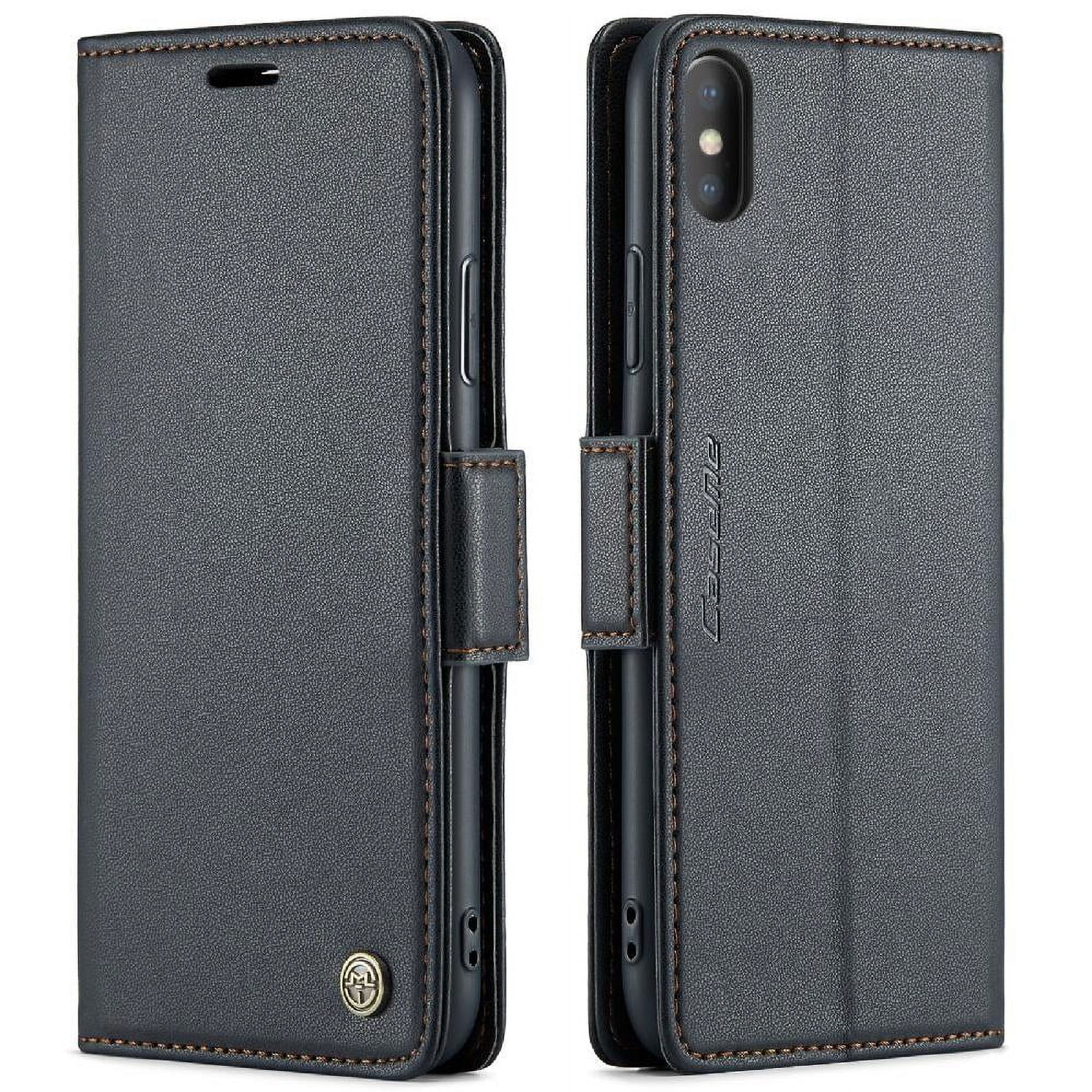 Caseme Tipo Cartera Iphone Xs Max Con Cierre Magnético, Rfid, Tarjetero, Soporte, Carga Inalámbrica