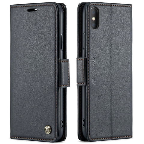 Caseme Tipo Cartera Iphone Xs Max Con Cierre Magnético, Rfid, Tarjetero, Soporte, Carga Inalámbrica