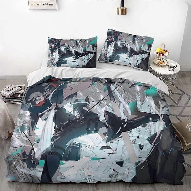 Juego De Ropa De Cama De Atk On Titan Cómodo Y Ligero Juego De Ropa De Cama De 3 Piezas Con Estampado De Dibujos Animados (disponible En Varios Tamaños)