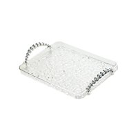 Bothyi - Bandeja Rectangular Para Servir, Organizador De Tocador De Baño Para Dormitorio, Mesita De Noche, Cocina, Borde Plateado Transparente