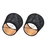 Bothyi - Pantalla De Lámpara De Tela De Imitación Ahueca Hacia Fuera El Clip En La Cubierta De La Lámpara De Luz Colgante Negro Dorado