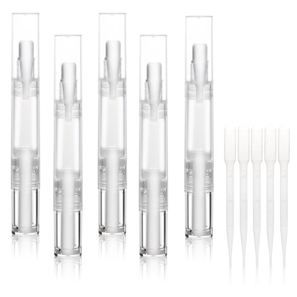 Pluma Twist Pen UPZIGS transparente de 5 ml para aplicador de aceite para cutículas, 5 unidades