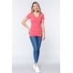 thumbnail image 3 of Saronite Camiseta Básica de Punto Henley de Manga Corta con Cuello en V, Color Rosa (para Mujer), 3 of 4
