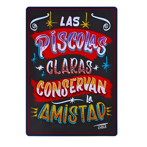 Genérico - Cuadro Quincho Frase Piscolas Claras 30X20 Cm