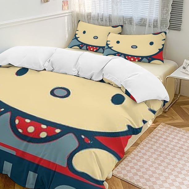 Hello Kitty 3-Piece Twin Bed Set - Includes 1 Single Comforter And 2 Pillowcases Bedding - Fade Resistant Microfiber - Hello Kitty