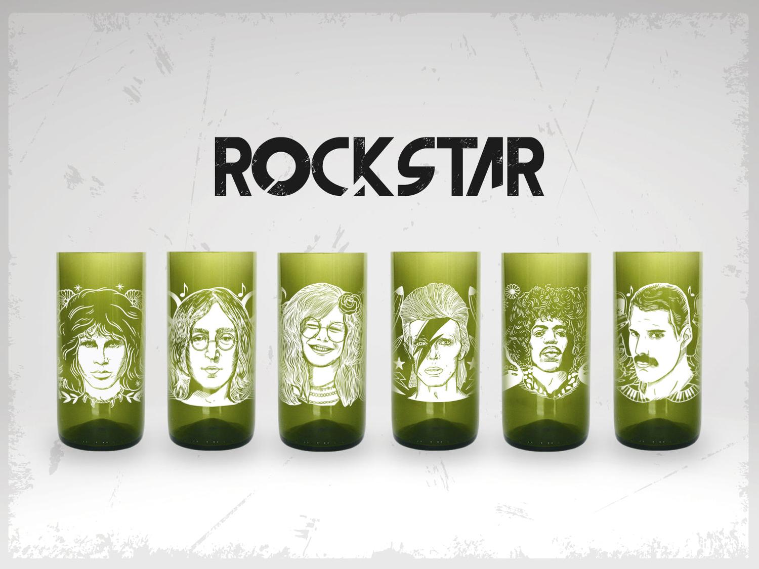Green Glass - Vasos Rockstar Juego De 6 Vasos Verde