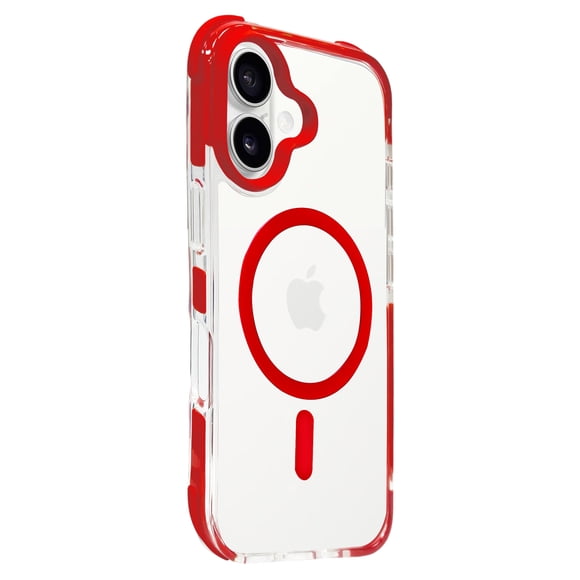 Carcasa Transparente Reforzada Magsafe Borde Color Para IPhone 16 Rojo