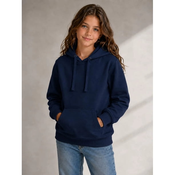 Poleron De Niños Canguro Basico 300g Con Capucha 70/30 10 Azul Marino Lisa