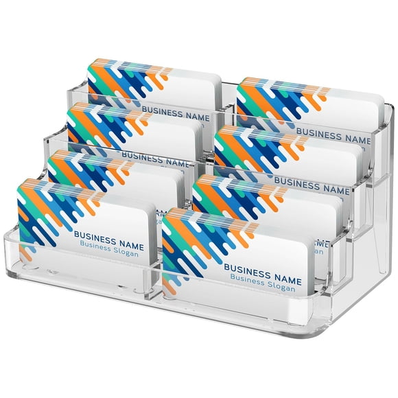 Portatarjetas MaxGear de acrílico transparente con 8 compartimentos y 4 niveles