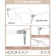 thumbnail image 4 of Gafas de lectura AEZUNI para mujer, marco cuadrado de gran tamaño 1.25, 4 of 6
