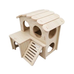 Ioensy - Casa De Madera Para Hámster, Cabaña, Jaula Divertida, Accesorios Para Lemmings, Ratón Pequeño Para Mascotas, 17Cm X 15Cm X 15,5 Cm