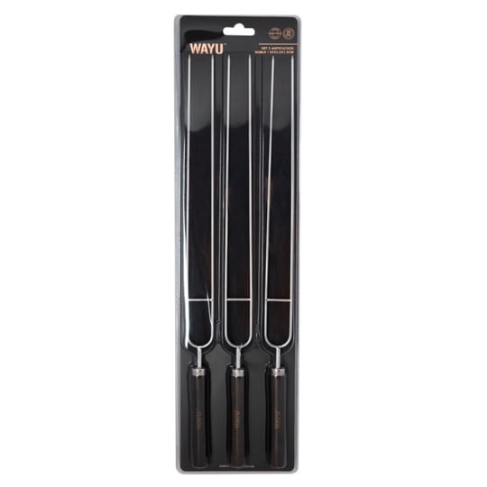 Set De Anticuchos Acero Inoxidable 3 Piezas Café - Plateado Wayu