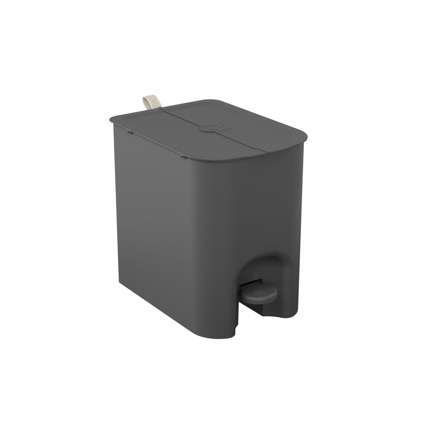 Coza - Basurero Mariposa Con Pedal 12l Gris Grafito Con Asa Gris