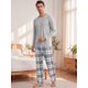 thumbnail image 4 of INSPIRE CHIC Conjunto de Pijama de Manga Larga para Hombre de Color Sólido y Pantalones a Cuadros XL Gris Claro, 4 of 5