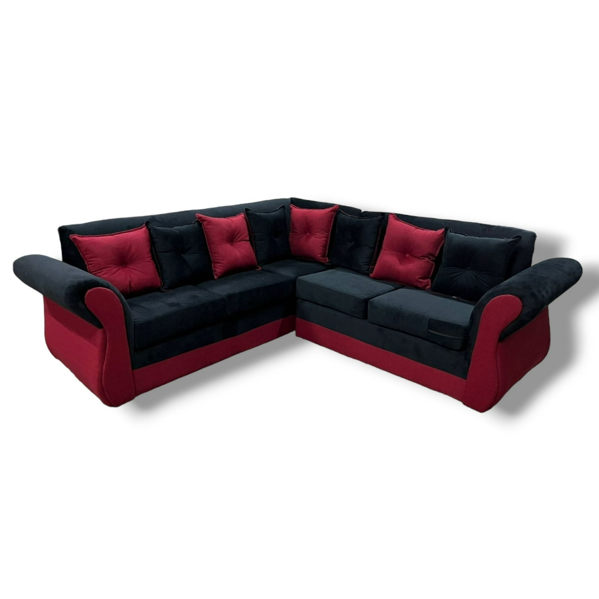 Muebles Duna - Seccional 5 Cuerpos Marsella Lino Felpa Negro Burdeo