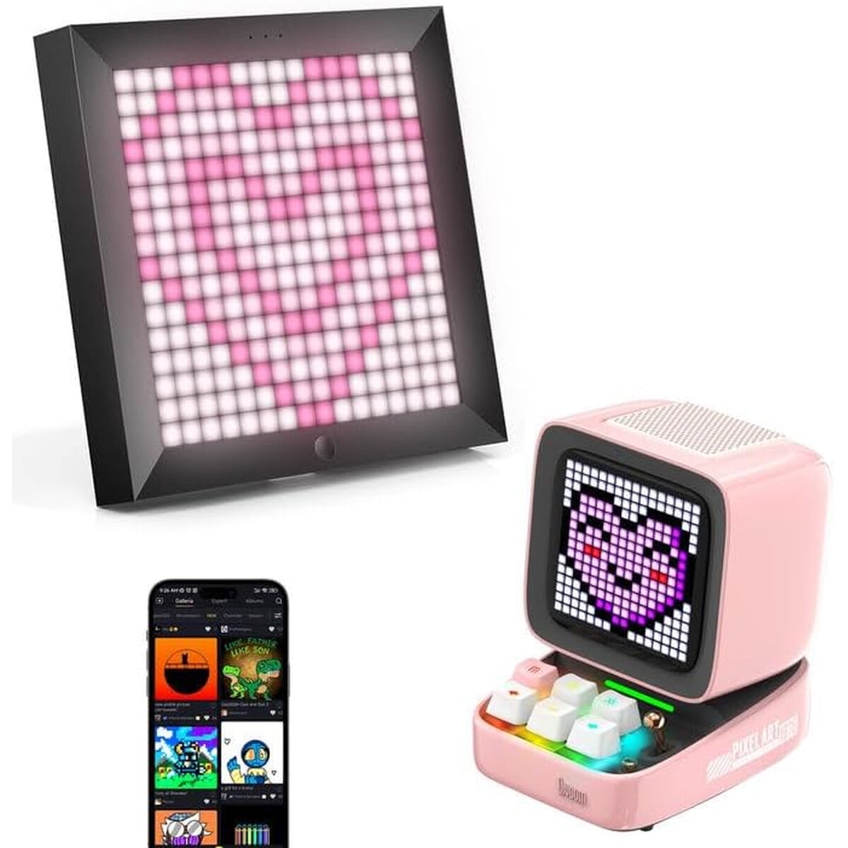 Divoom Pixoo Ditoo Pro Parlante Bluetooth Pixel Art Rosado