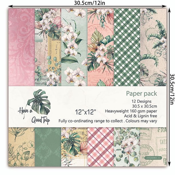 12pcs Flower Little Angel Geometric Retro Pattern DIY Material Scrapbook Background Paper Non-self-adhesive 12*12in