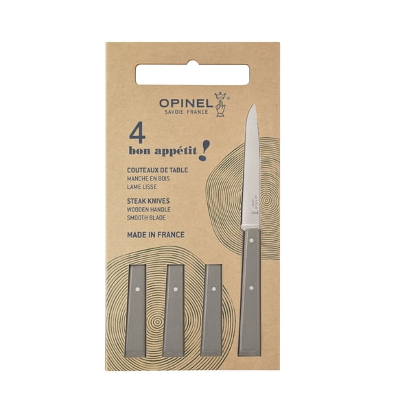 Cuchillos Opinel N°125 Bon Appétit Gris - 4 unidades