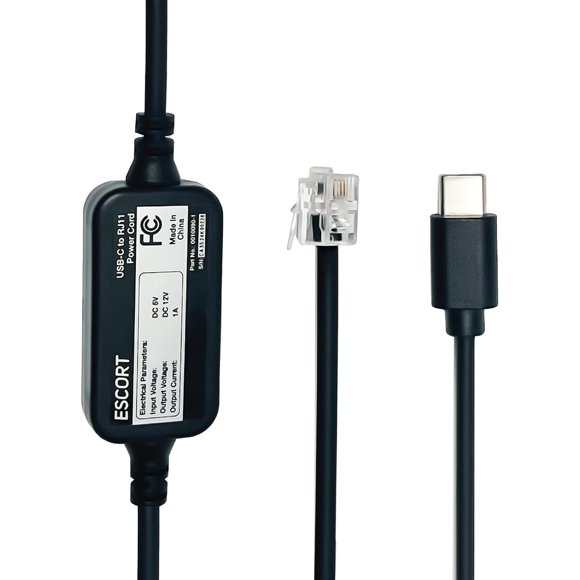 Escort Radar Detector Power Cord, cable USB-C a RJ11
