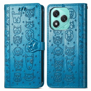 Funda Cartera Foxdock Para Honor 400 Lite , Flip Pu Con Relieve De Gatos Y Perros, Tarjetero Y Soporte