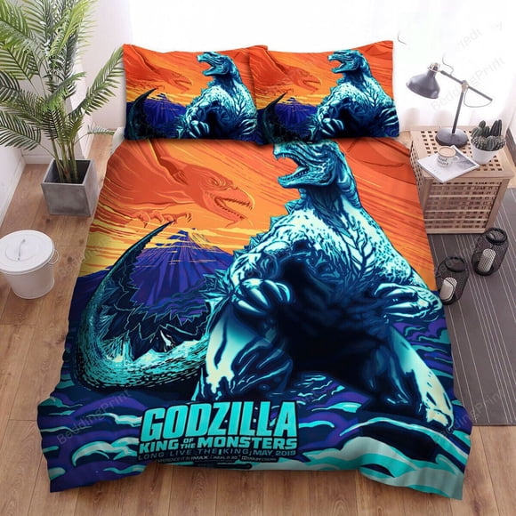 Godzilla long live the digital art bed sheet duvet cover bedding set3-Piece Bedding Set (1 Duvet Cover + 2 Pillow Shams)