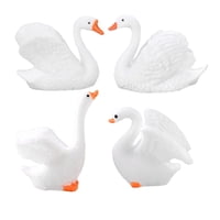 Ioensy - 4X Mini Figuras De Cisnes, Adorno De Mesa Pequeño De Resina Para Escritorio, Estantería De Patio