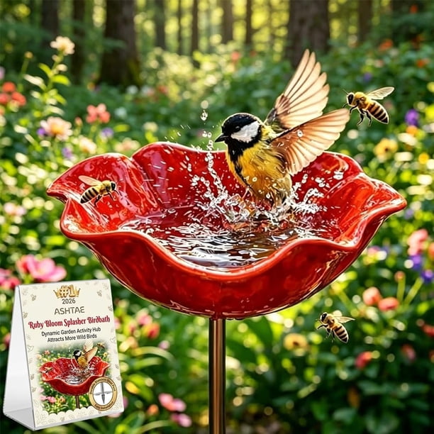 Estaca jardín flor metal hecha mano baño pájaros estación riego polinizadores abejas mariposas