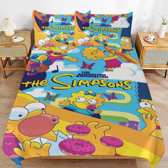The Simpsons Bed Duvet Cover Microfiber Bedding Sets 3D Printed Lightweight 3 Piece Comforter Sets for Kids Boys Girls