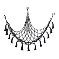 Magideal - Hamaca De Juguete Triángulo Animal De Peluche Hamaca Tejida A Mano Boho Macrame Organizador De Juguetes Exhibición Colgando Juguetes De Peluche Titula Negro