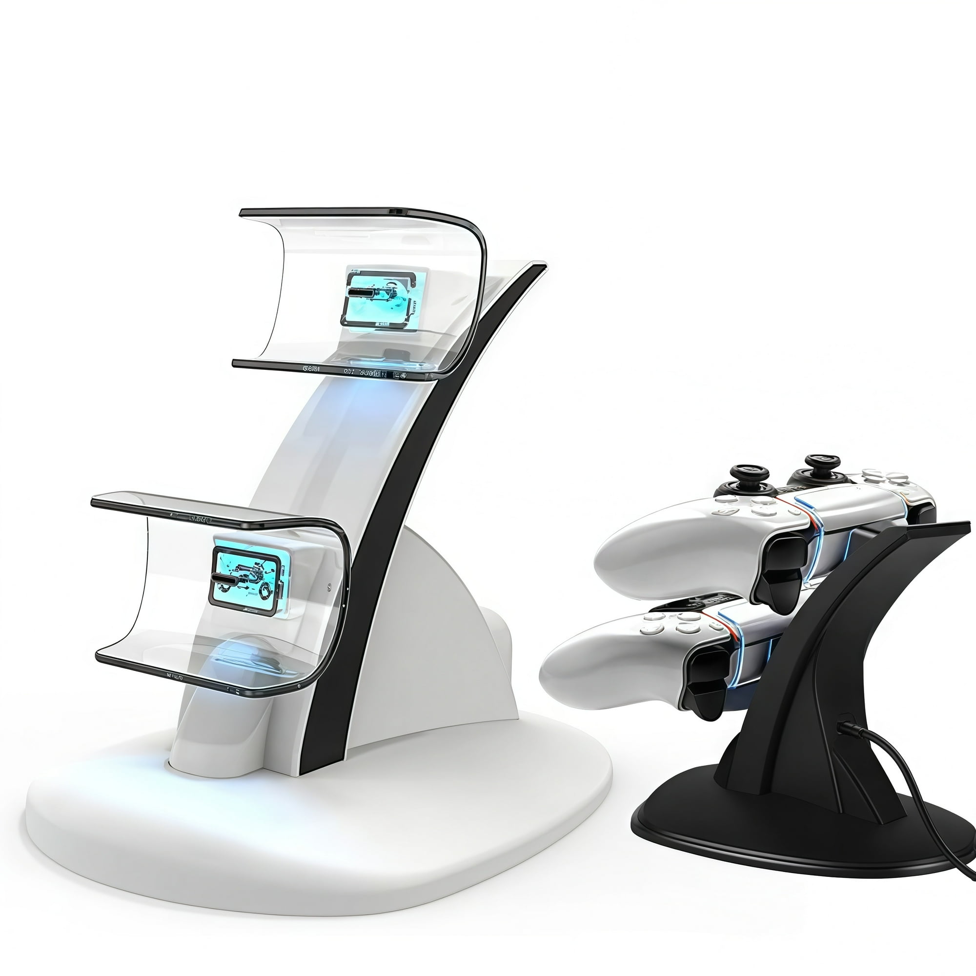 Genérico - Estación De Carga Dual Controllers Compatible Con El Mando Ps5 Con Puerto Type-c Dock Cradle Stand Para Playstation 5 Accesorios-negro