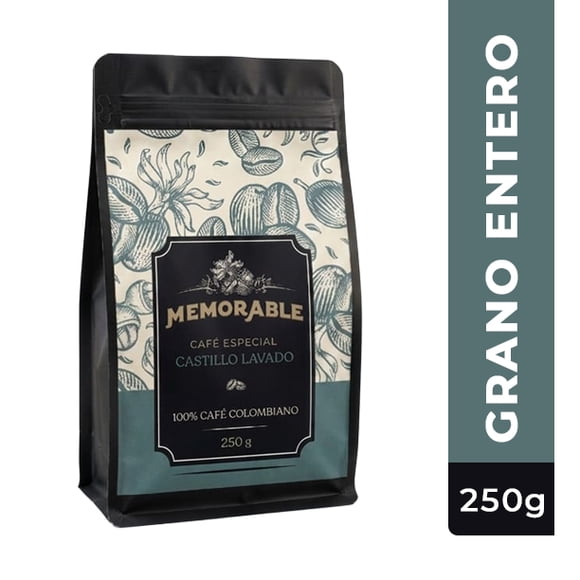 Café Grano Entero 250g | Memorable Café Variedad Castillo Proceso Lavado Origen Colombia 100% Arábica
