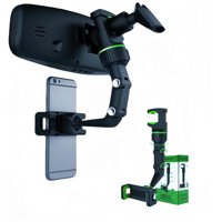 Genérico - Soporte Para Teléfono Móvil En El Espejo Retrovisor Del Coche, Giratorio Y Retráctil 360° - Universal Para Todos Los Teléfonos Móviles, Diseño Fijo De Cuatro Esquinas Antivibraciones-Negro Verde