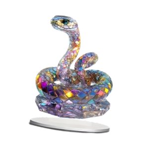 Magideal - Letrero De Mesa Con Diseño De Serpiente Colorido Plano 2D, Decoración De Escritorio De 14X20Cm, Versátil Con Soporte Decorativo De Año Nuevo Chino