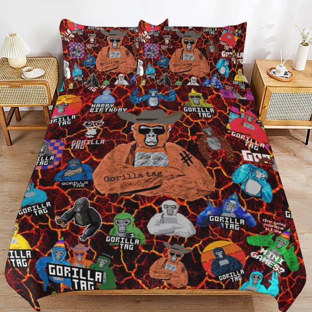 Gorilla Tag Bedding Set Duvet Cover Comfortable and Lightweight Cartoon Bedding 3 Piece Bed Set