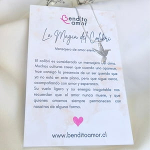 Bendito Amor - Collar De Plata Colibrí Y Recuerdos 45 Cm