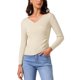 thumbnail image 1 of INSPIRE CHIC Suéteres de Punto con Cuello en V para Mujer, Botones Fruncidos 2025, Manga Larga, Cruzado, Ajuste Ceñido, Talla XS, Beige, 1 of 6