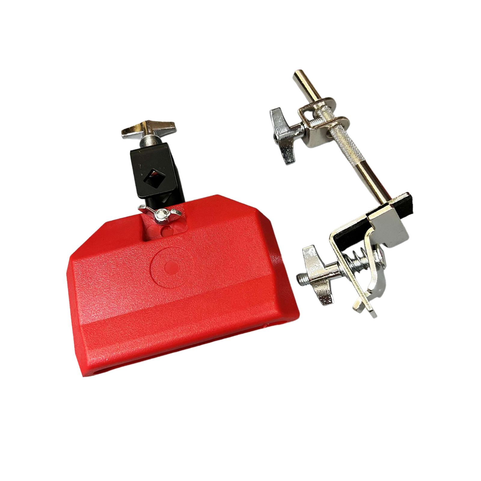 Magideal - Cencerro De Con Soporte Abrazadera Soporte Para Cencerro Montado En Aro Fácil Instalación Bombo Cencerro Instrumento Percusión Noisemakers Rojo
