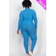 thumbnail image 5 of Saronite Conjunto de Dos Piezas de Top y Leggings de Manga Larga con Cuello Alto y Punto Acanalado Básico, Azul Ibiza (Talla Grande para Mujer), 5 of 5