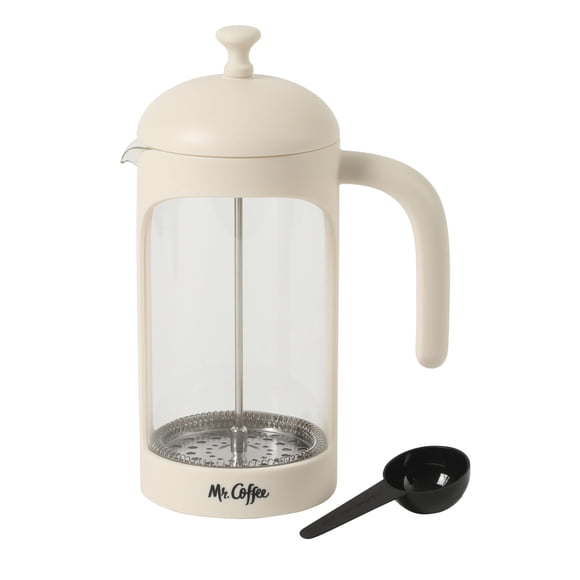 Cafetera Mr. Coffee Retro Brew French Press, jarra de vidrio de 31 onzas con marco y émbolo de vidri