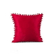 thumbnail image 1 of Pack de 2 Fundas de Cojines Terciopelo con Pompones 45x45 cm Roja, 1 of 2