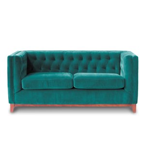 Latam Home - Sofá Roma 2C Tela Velvet Turquesa