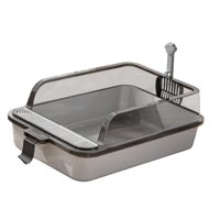 Ioensy - Inodoro Para Gatos Contenedor De Arena Para Gatos Con Tapa Abierta Accesorios Para Mascotas Bandeja De Arena Para Gatos Pp Gris