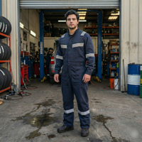 T-World - Overol Reflectante Gabardina Hombre Alta Visibilidad Trabajo Azul