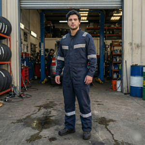 T-World - Overol Reflectante Gabardina Hombre Alta Visibilidad Trabajo Azul