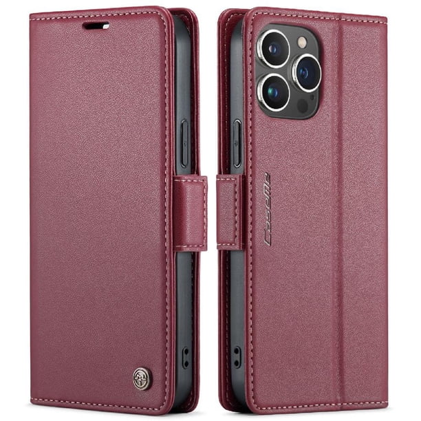 CaseMe tipo cartera iPhone 15 Pro Max con cierre magnético, RFID, tarjetero, soporte, carga inalámbrica