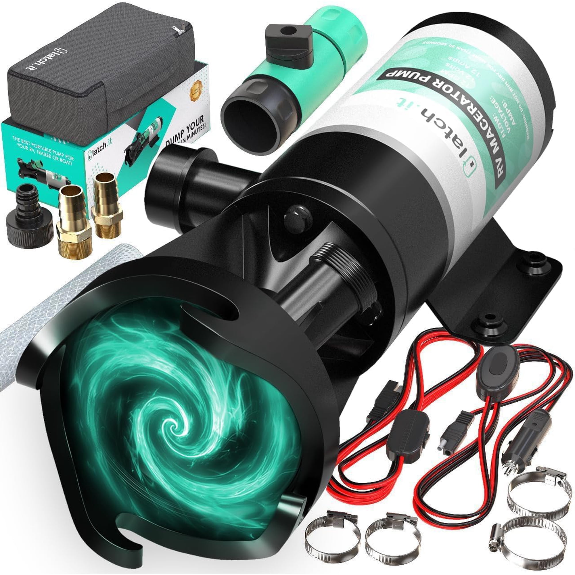 Bomba Maceradora Rv Latch.it 12 V 45,4 L/min Para Tanque De Residuos De 57 Litros