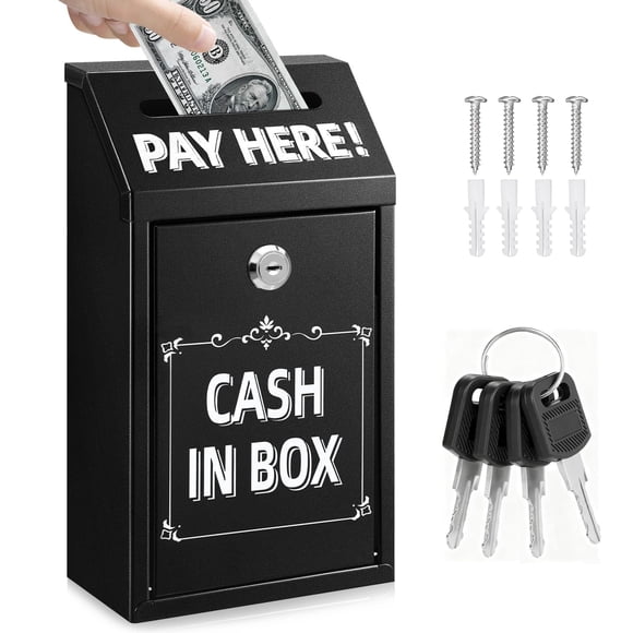 Caja de Donaciones Hualleko 26x14x7 cm con Cerradura Negra
